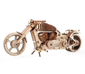 Drewniane puzzle mechaniczne Ugears 3D VM-02 Motocykl (chopper) / od 14 lat / 189 elementów / Poziom trudności: średni