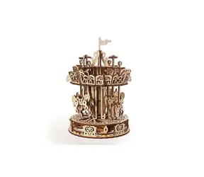 Drewniane puzzle mechaniczne Ugears 3D Karuzela / od 14 lat / 305 elementów / Poziom trudności: średni