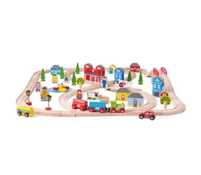 Bigjigs Rail Drewniane tory kolejowe do miasta i wsi / 101 części / od 3 lat