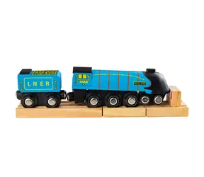 Bigjigs Rail Drewniana replika lokomotywy Mallard + 3 tory / od 3 lat