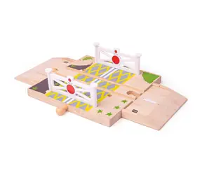 Bigjigs Rail Drewniane tory samochodowe przejazd kolejowy z bramkami / od 3 lat