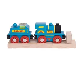 Pociąg Bigjigs Rail Blue z tendrem + 2 tory / od 3 lat