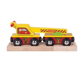 Wagon kolejowy Bigjigs z dźwigiem / od 3 lat 