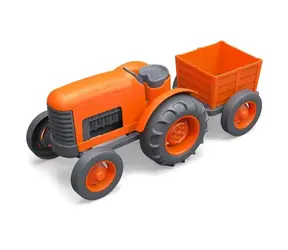 Green Toys traktor z bocznicą w kolorze pomarańczowym / od 12 miesięcy