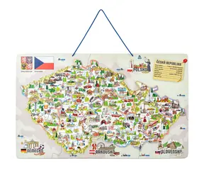 Woody Magnetyczna mapa ČR ze zdjęciami i grą planszową 3 w 1 / od 3 lat