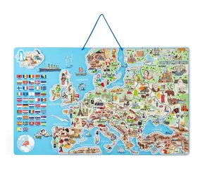 Woody Magnetyczna mapa EUROPY, gra planszowa 3 w 1, wersja czeska / od 3 lat