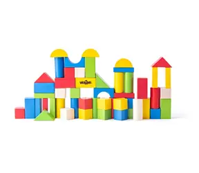 Kostki Woody Kolorowe 50 szt. - 2,5 cm / od 2 lat