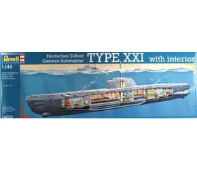 Revell niemiecki U-Boot Typ XXI / Model plastikowy / 1:144 / Ilość części 163 / Zalecany wiek: od 12 lat