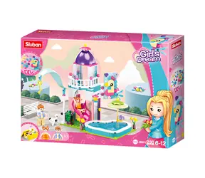 Sluban Girls Dream M38-B0971 Domek ze zjeżdżalnią do basenu / Kompatybilny z Lego / Ilość figurek|sztuk: 2|230 / od 6 lat