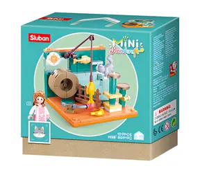 Sluban Mini Handcraft M38-B0919C Kącik wędkarski z kotem / Kompatybilny z Lego / Ilość figurek|sztuk: 1|109 / od 6 lat