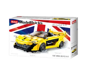 Sluban Model Bricks M38-B0956 Żółty angielski samochód sportowy / Kompatybilny z Lego / Liczba figurek|sztuk: 2|283 / 8 lat