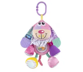 Playgro - Wiszący piesek z gryzakami różowy / od 3 miesiąca