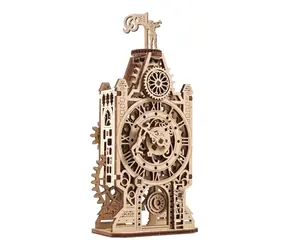 Drewniana mechaniczna łamigłówka Ugears 3D Wieża zegarowa / od 14 lat / 44 elementy / Poziom trudności: niski