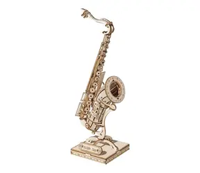Drewniane puzzle Robotime 3D Saksofon / od 8 lat / 136 elementów / Poziom trudności: średni