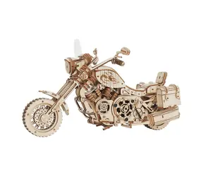 Robotime 3D drewniana mechaniczna układanka Motocykl (cruiser) / od 14 lat / 420 elementów / Poziom trudności: średni