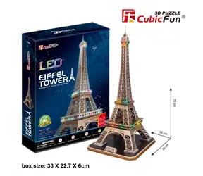 Puzzle CubicFun 3D Wieża Eiffla / 82 elementy / 39 x 78 x 36 cm / Poziom trudności: 6