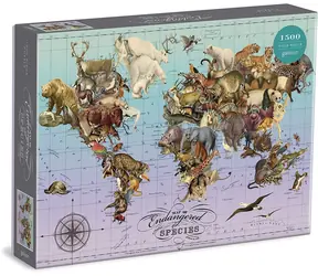 Galison Puzzle Mapa zagrożonych gatunków / 1500 elementów / od 8 lat