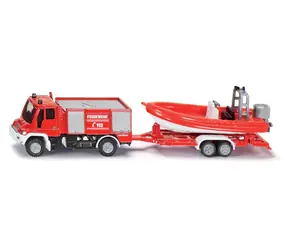 Siku Blister - Samochód strażacki Unimog z łódką / od 3 lat
