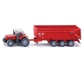 Siku Farmer - ciągnik Massey Ferguson z przyczepą / 1:87 / od 3 lat