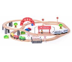 Woody Train z maszyną elektryczną i wiaduktem 60 części / od 3 lat