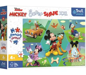 Trefl Junior - Puzzle - Puzzle Super Kształt XXL Myszka Miki: Zabawa / 60 elementów / 60 x 40 cm / wiek 4+