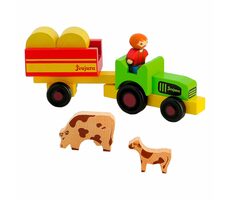 Jeujura Drewniane figurki do zestawów budowlanych Rolnik z traktorem 7 części / od 3 lat