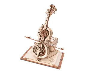 Drewniane puzzle mechaniczne Robotime Magiczna wiolonczela / od 14 lat / 199 elementów / Poziom trudności: średni