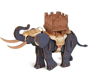 Robotime Drewniane puzzle Walczący słoń / od 8 lat / 107 elementów / Poziom trudności: średni
