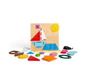 Bigjigs Toys Drewniana gra polegająca na sznurowaniu Kształty geometryczne / od 3 lat 