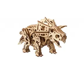 Drewniane puzzle mechaniczne Ugears 3D Triceratops / od 14 lat / 400 elementów / Poziom trudności: średni 