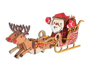 Woodcraft Drewniane puzzle 3D Sanie Świętego Mikołaja / 103 elementy / od 8 lat / Poziom trudności: łatwy
