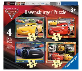 Ravensburger Disney: Auta 3 II 4 w 1 / 12+16+20+24 sztuki / od 3 lat