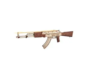 Drewniana mechaniczna łamigłówka Robotime 3D Karabin szturmowy AK-47 / od 14 lat / 315 elementów / Poziom trudności: średni