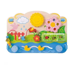 Bigjigs Baby Drewniana deska motorowa w kwiatki / od 6 miesiąca