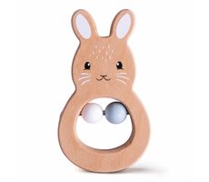 Bigjigs Baby Drewniana grzechotka-królik / od 6 miesiąca życia