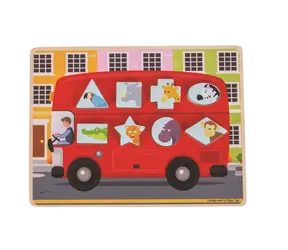 Bigjigs Toys Puzzle autobus ze zwierzętami / od 12 miesiąca