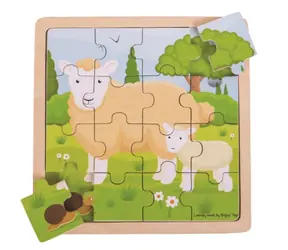 Puzzle Bigjigs Toys - Owca z jagnięciną / od 2 lat