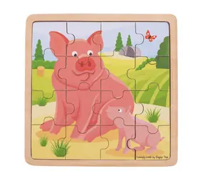 Puzzle Bigjigs Toys - Świnka z prosiakiem / od 2 lat