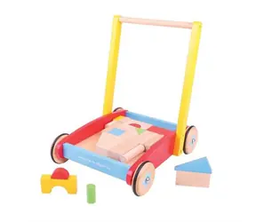 Bigjigs Baby Drewniane klocki w wózku / od 12 miesiąca