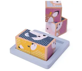 Bigjigs Bigjigs Baby Drewniane kostki Woodland / od 6 miesiąca