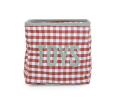 Childhome Kosz na zabawki 30x30x30 cm Vichy Terracotta / Wymiary: 30 x 30 x 30 cm
