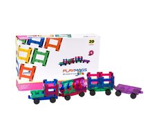 Playmags Płytki magnetyczne 3D Train 155 / 20 części / od 3 lat