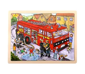 Bigjigs Toys Drewniane puzzle strażacy (24 elementy) / od 3 lat