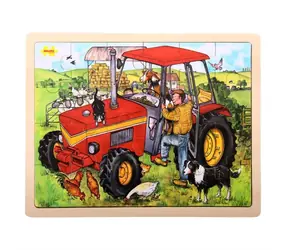 Bigjigs Toys Drewniane puzzle traktor (24 elementy) / od 3 lat