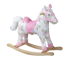 Bigjigs Toys Drewniany konik na biegunach z kwiatami / od 1 roku