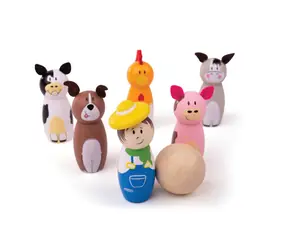 Bigjigs Toys Drewniane kręgle farma / od 3 lat