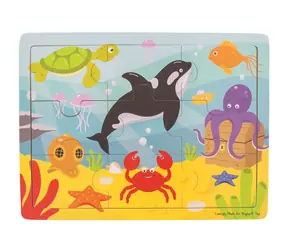 Bigjigs Toys Drewniane puzzle Sea World / 9 sztuk / od 2 lat