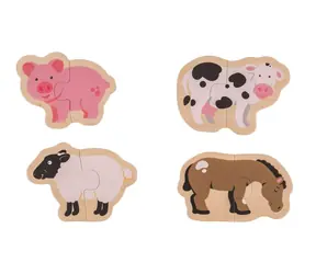Bigjigs Toys Easy puzzle Zwierzęta hodowlane / 8 sztuk / od 12 miesiąca