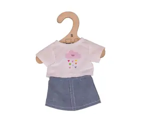 Biała koszulka Bigjigs Toys ze ściągaczową spódniczką dla lalki 28cm / od 2 lat