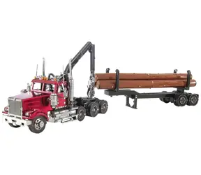 Puzzle 3D Metal Earth Western Star 4900 Ciężarówka do transportu drewna z przyczepą / 134 elementy / od 14 lat